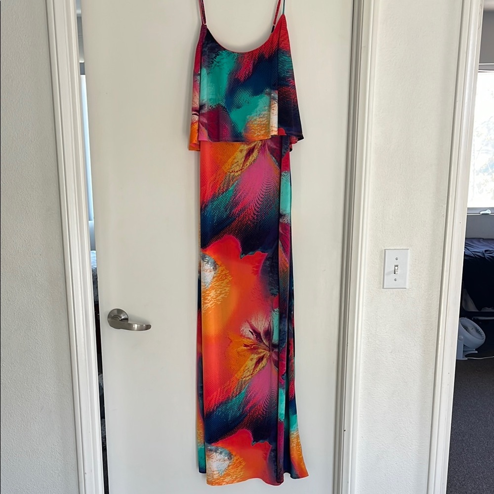 NWOT Bisou Bisou Colorful Maxi Dress